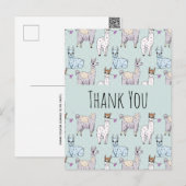 Cute Lama Patroon op Stippen Dank Je Briefkaart (Voorkant / Achterkant)