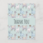 Cute Lama Patroon op Stippen Dank Je Briefkaart (Voorkant)