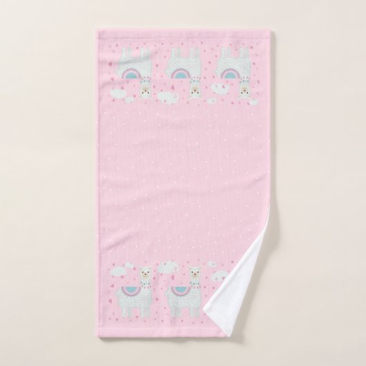 Cute lama roze achtergrond bad handdoek (Handdoek)
