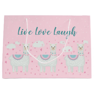Cute lama roze achtergrond groot cadeauzakje