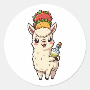 Cute Lama Taco Tequila Sticker - Kawaii Eten Leuk