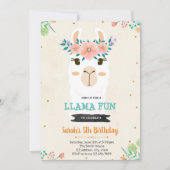 Cute lama visage anniversaire douche Invitation (Devant)