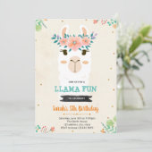 Cute lama visage anniversaire douche Invitation (Debout devant)