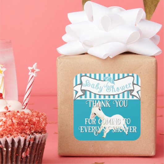 Cute Lamb Baby Boy Shower Sticker (Feest)