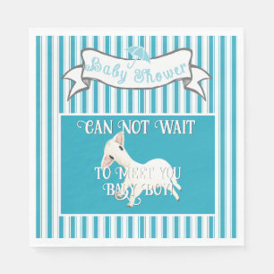 Cute Lamb Baby Boy Shower Sticker Servet