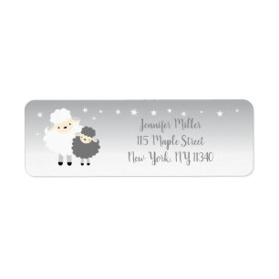 Cute Lamb Baby shower grijs & wit Etiket