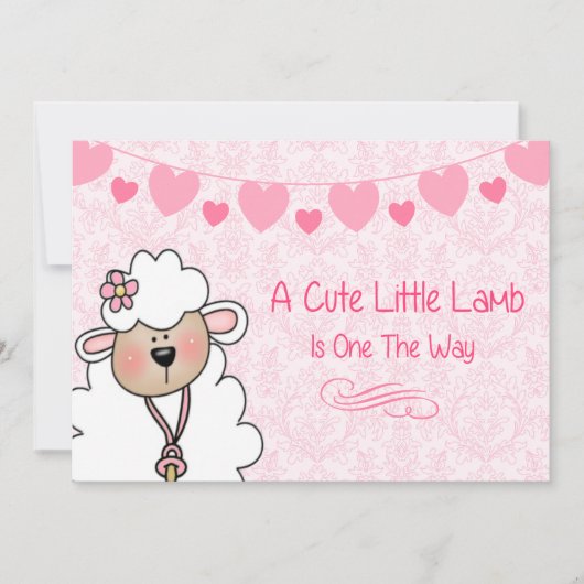 Cute Lamb Baby shower Invitation Kaart (Voorkant)