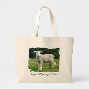 Cute Lamb met Muddy Face in Meadow Grote Tote Bag