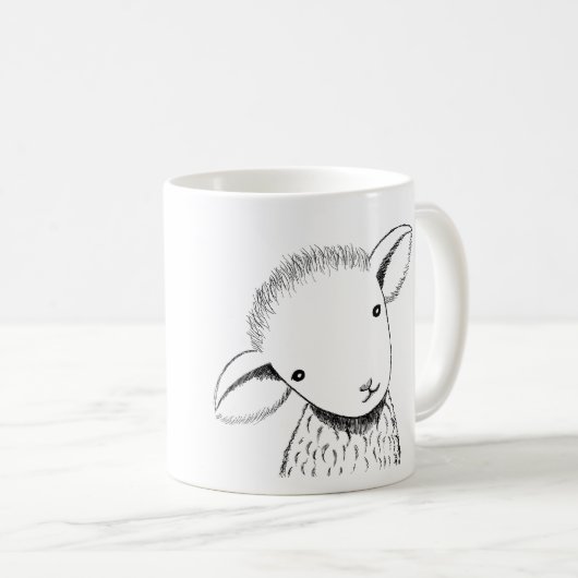 Cute Lamb Mok Custom Baby Sheep Mok Personalized (Voorkant rechts)