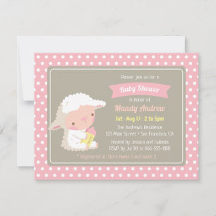 Cute Lammetje Melkfles Roze Baby Shower Kaart