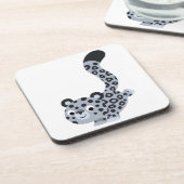 Cute Landing Cartoon Snow Leopard Onderzetters Set (Linkerzijde)
