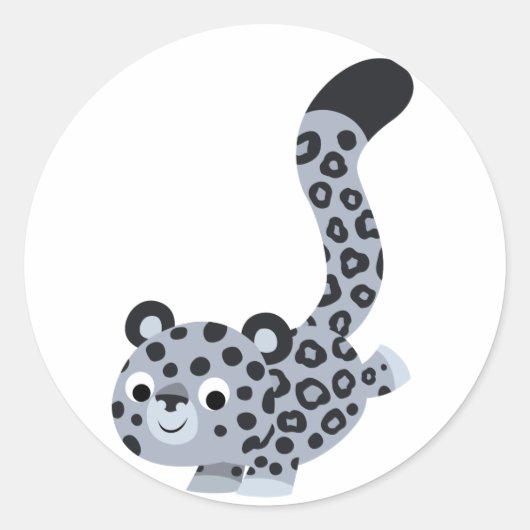 Cute Landing Cartoon Snow Leopard Sticker (Voorkant)