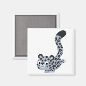 Cute Landing Snow Leopard Magnet Magneet (Voorkant / Achterkant)