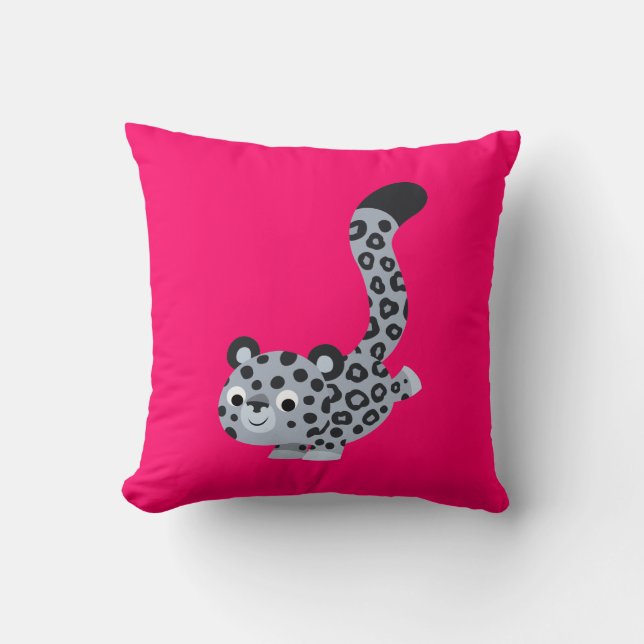 Cute Landing Snow Leopard Pillow Kussen (Voorkant)