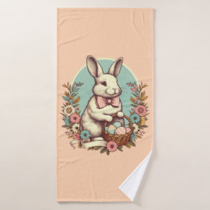 Cute, lapin de Pâques vintage/oeuf/panier
