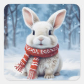 Cute lapin douillet dans les stickers de neige (Devant)