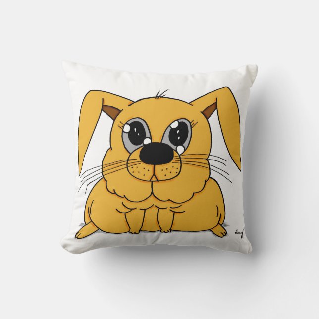 Cute lapin gras Coussin - Noir (Recto)