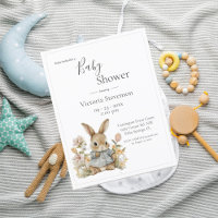 Cute Lapin Lapin Baby shower Floral Invitation
