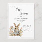 Cute Lapin Lapin Baby shower Floral Invitation (Devant)