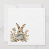 Cute Lapin Lapin Baby shower Floral Invitation (Dos)