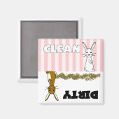 Cute lapin propre / Lave-vaisselle sale Magnet (Recto/Verso)