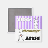 Cute lapin propre / Lave-vaisselle sale Magnet (Recto/Verso)