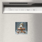 Cute lapine d'hiver avec Magnet de frigidaire de c (In Situ (Lave-vaisselle))