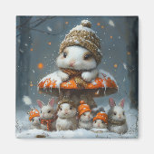 Cute lapine d'hiver avec Magnet de frigidaire de c (Devant)