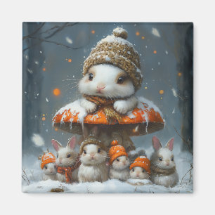 Cute lapine d'hiver avec Magnet de frigidaire de c