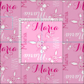 Cute lapins de lapin rose nom typographique tissu (Carreau)