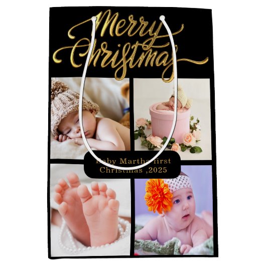 Cute Large Babies First kerstcadeautassen Medium Cadeauzakje (Voorkant)