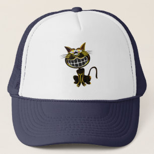 CUTE LAUGHING BLACK AND BRIGHT YELLOW CAT TRUCKER PET