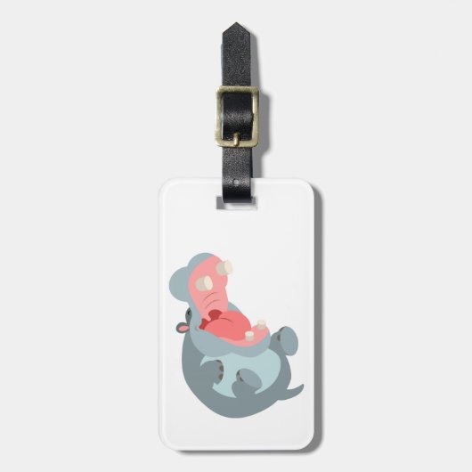 Cute Laughing Cartoon Hippo Bagagelabel (Voorkant verticaal)