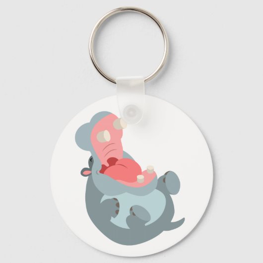 Cute Laughing Cartoon Hippo Sleutelhanger (Voorkant)