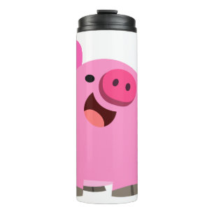 Cute Laughing Cartoon Pig Thermosbeker