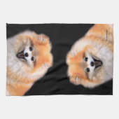 Cute Laughing Pomeranian Dog Theedoek (Horizontaal)