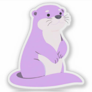 Cute Lavendel Otter Kawaii Dieren Illustratie Sticker