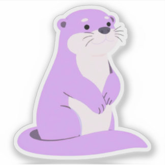 Cute Lavendel Otter Kawaii Dieren Illustratie Sticker