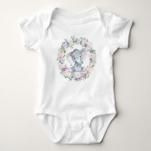 Cute Lavender Elephant Baby Jumpsuit Romper