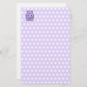 Cute Lavender Hippo Briefpapier (Voorkant / Achterkant)