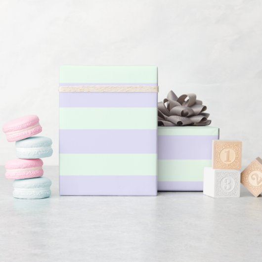 Cute Lavender & Mint Green Stripes Cadeaupapier (Baby Shower)