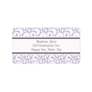 Cute Lavender White Abstract Swirls Adresetiket Etiket