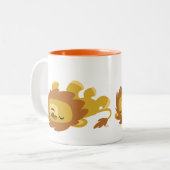 Cute Lazy Cartoon Lion Tweekleurige Koffiemok (Voorkant links)