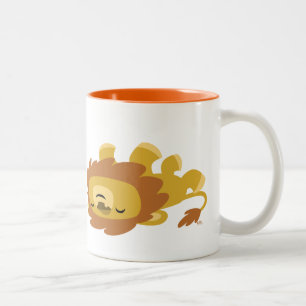 Cute Lazy Cartoon Lion Tweekleurige Koffiemok