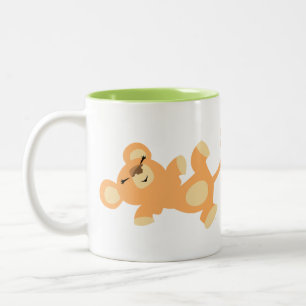 Cute Lazy Cartoon Lioness Tweekleurige Koffiemok
