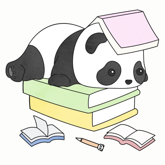 Cute Lazy Panda Studying Illustration