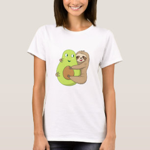 Cute Lazy Sloth Animal Avocado Lover Gift Hugging T-shirt