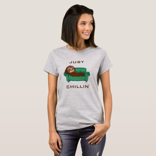 Cute Lazy Sloth Funny Just Chillin T-shirt (Voorkant volledig)