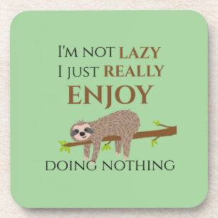 Cute Lazy Sloth Hanging on Tree Funny Text Bier Onderzetter