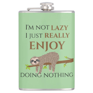 Cute Lazy Sloth Hanging on Tree Funny Text Heupfles